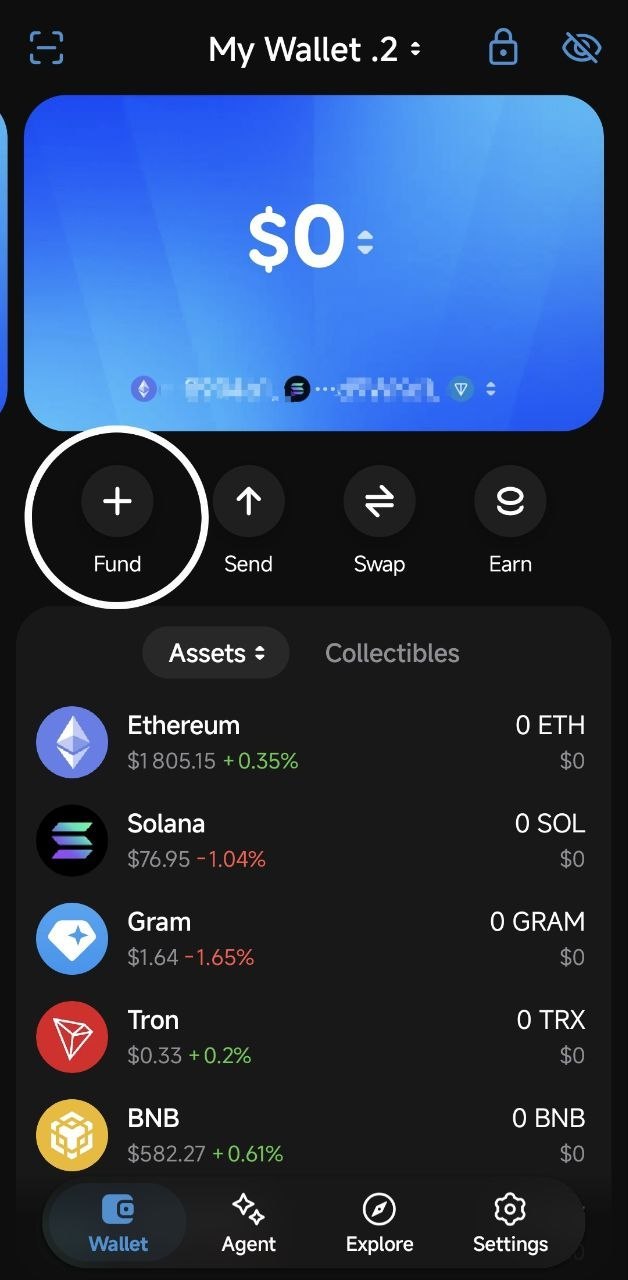 Tap + to fund